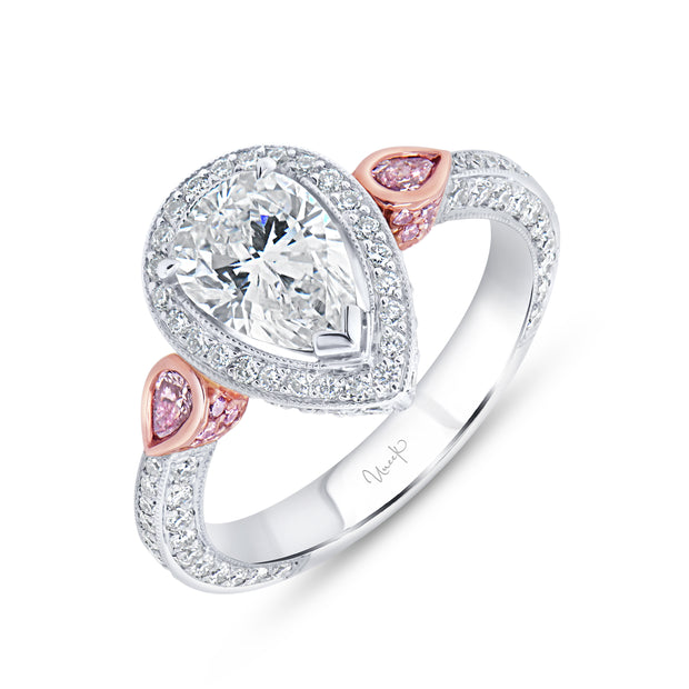 Uneek Natureal Collection Halo Pear Diamond Engagement Ring