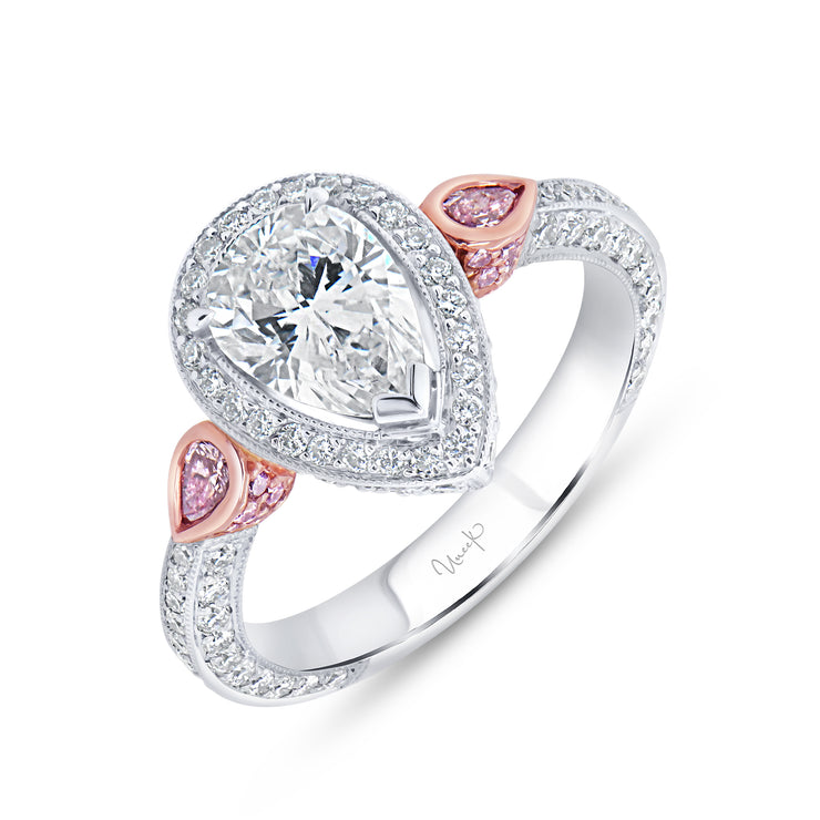 Uneek Natureal Collection Halo Pear Diamond Engagement Ring