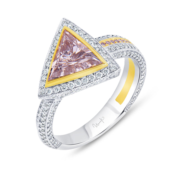 Uneek Natureal Collection Halo Trillion Pink Diamond Engagement Ring