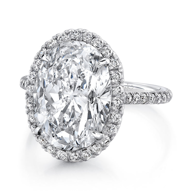 Uneek 6-Carat Oval Diamond Halo Ring with Fleur-de-Lis Diamond Gallery