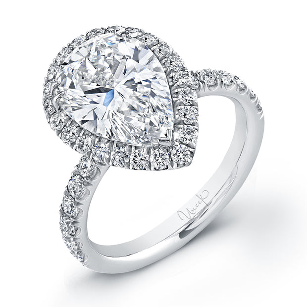 Uneek Signature Collection Halo Pear Diamond Engagement Ring