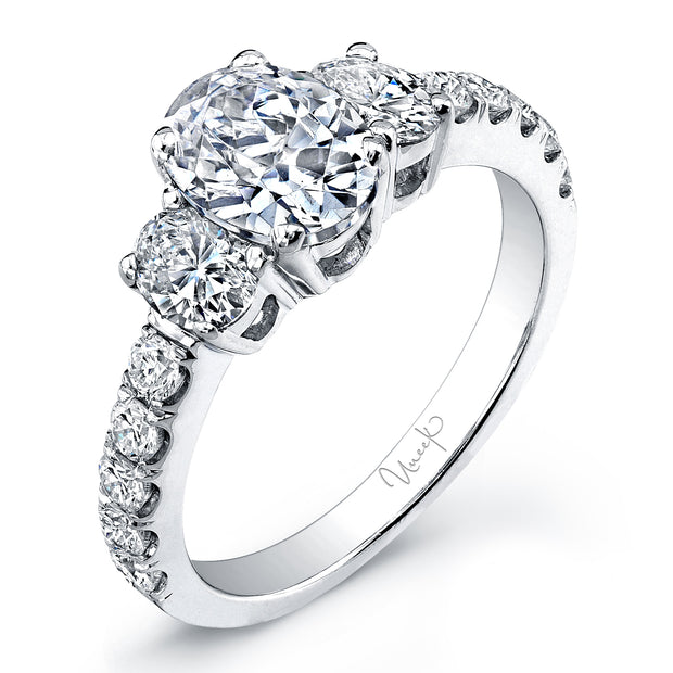 Uneek Timeless Collection Three-Stone Oval Engagement Ring