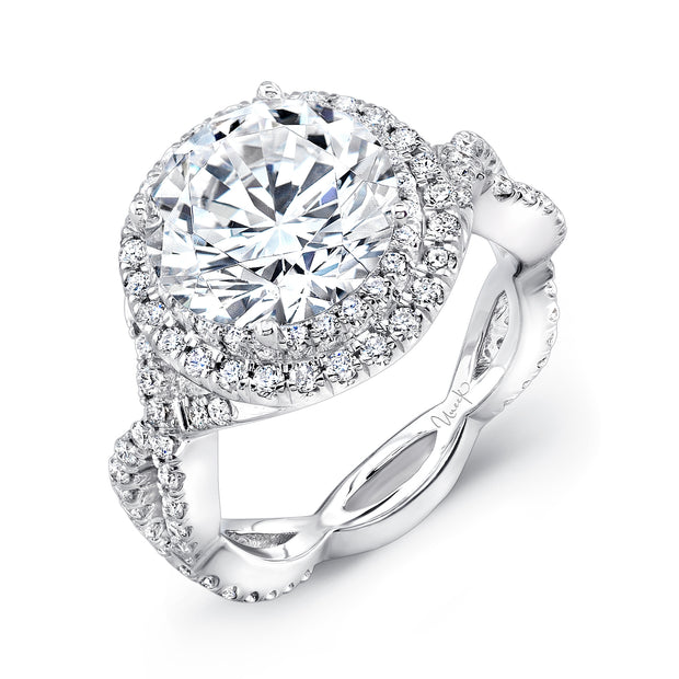Uneek Unit] Collection Double-Halo Round Engagement Ring
