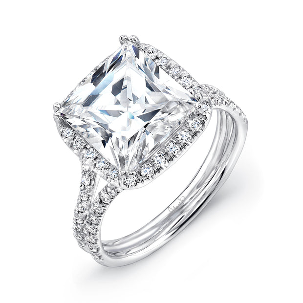 Uneek Silhouette Collection Halo Princess Engagement Ring