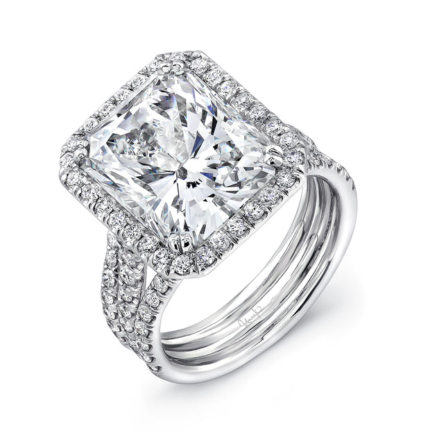Uneek Signature Collection Halo Radiant Diamond Engagement Ring