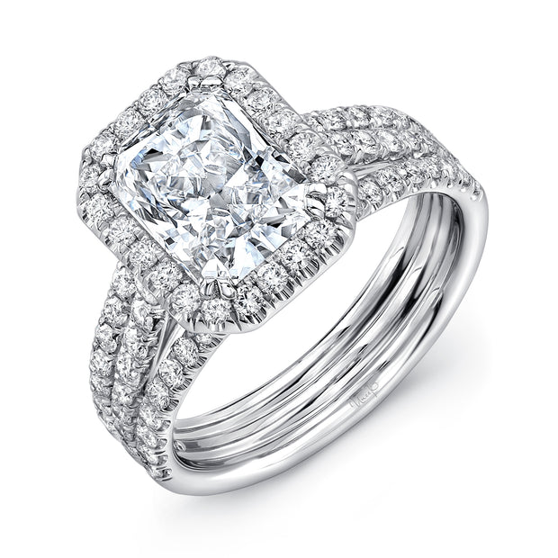 Uneek Signature Collection Halo Radiant Diamond Engagement Ring