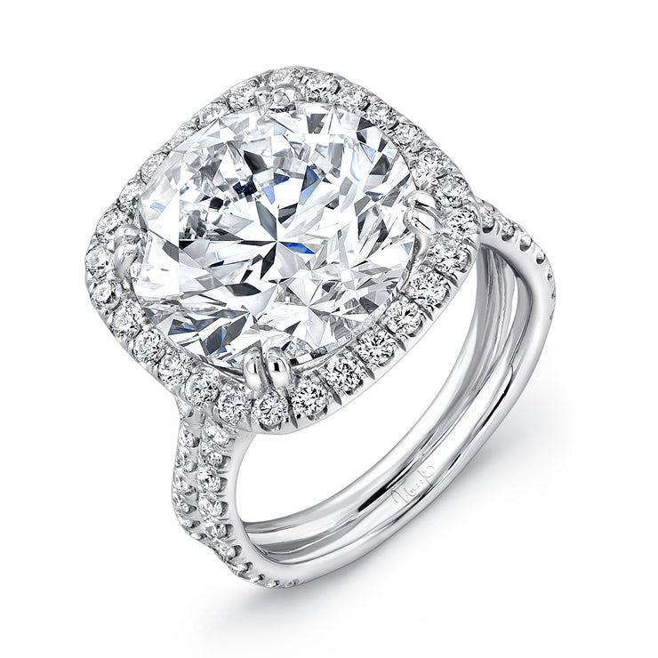 Uneek Signature Collection Halo Round Diamond Engagement Ring