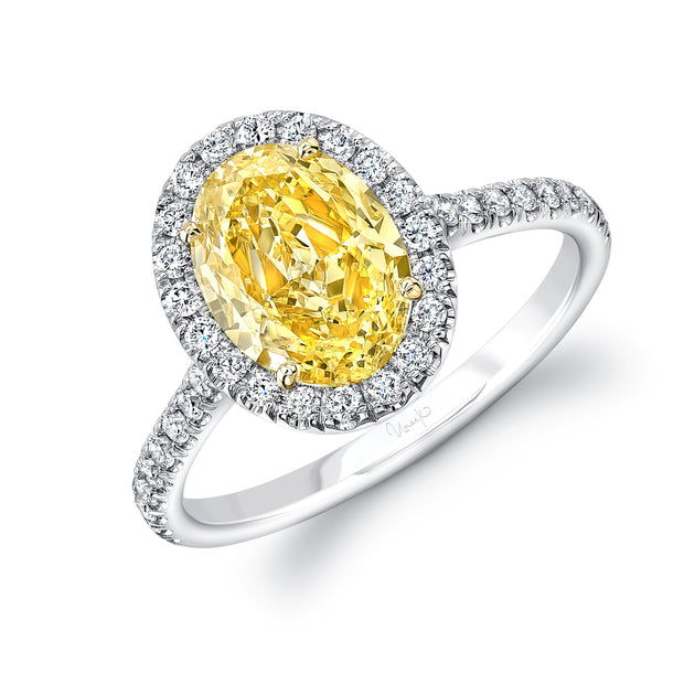 Uneek Oval Fancy Yellow Diamond Halo Ring
