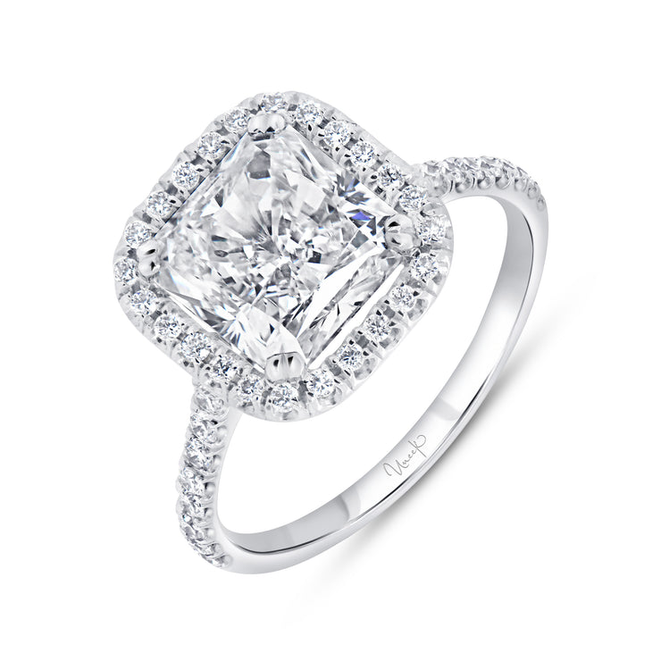 Uneek Signature Collection Halo Radiant Diamond Engagement Ring