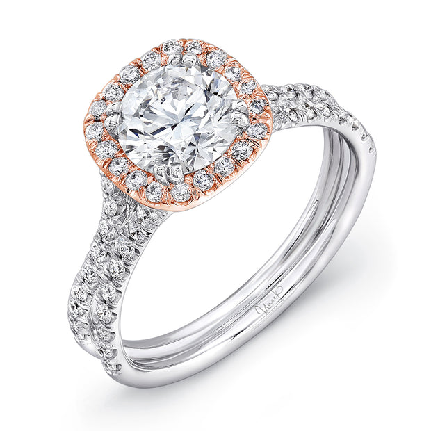 Uneek Silhouette Collection Halo Round Engagement Ring