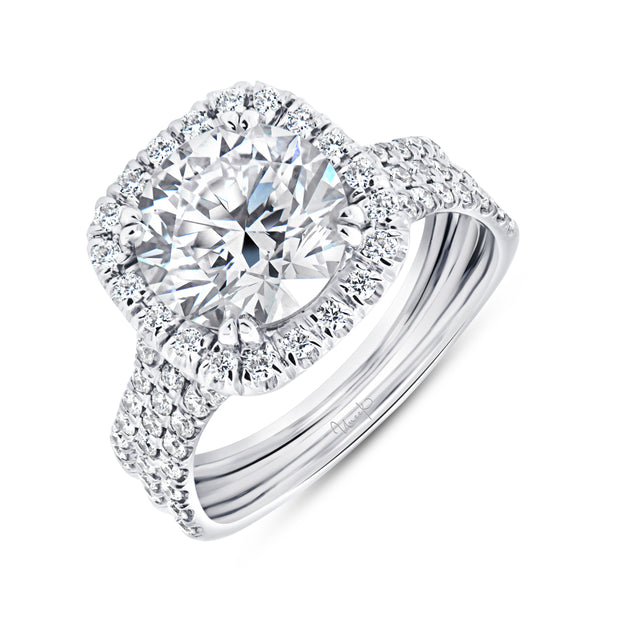 Uneek Silhouette Collection Halo Round Diamond Engagement Ring