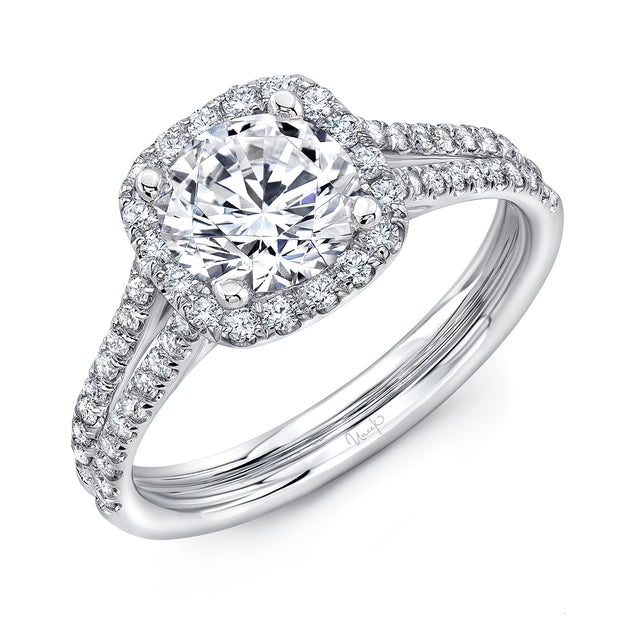 Uneek Silhouette Collection Halo Round Engagement Ring