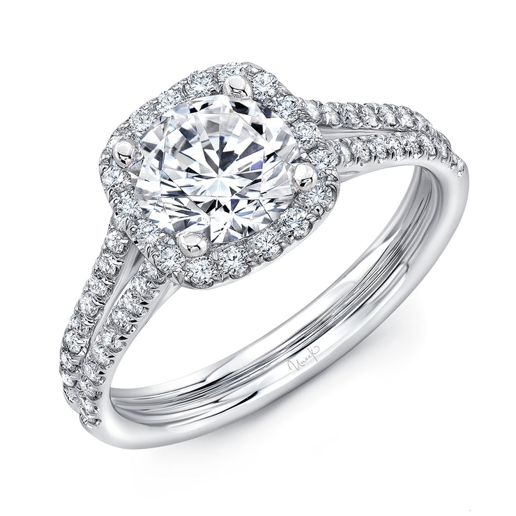 Uneek Silhouette Collection Halo Round Engagement Ring