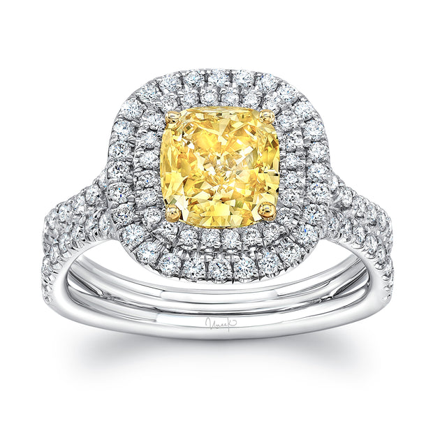 Uneek Natureal Collection Double-Halo Round Engagement Ring