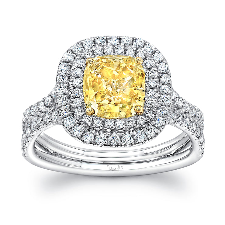 Uneek Natureal Collection Double-Halo Round Engagement Ring