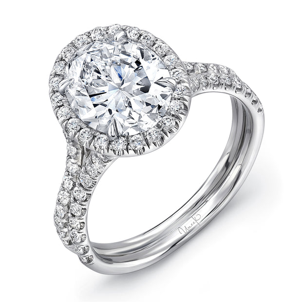 Uneek Silhouette Collection Halo Oval Shaped Engagement Ring