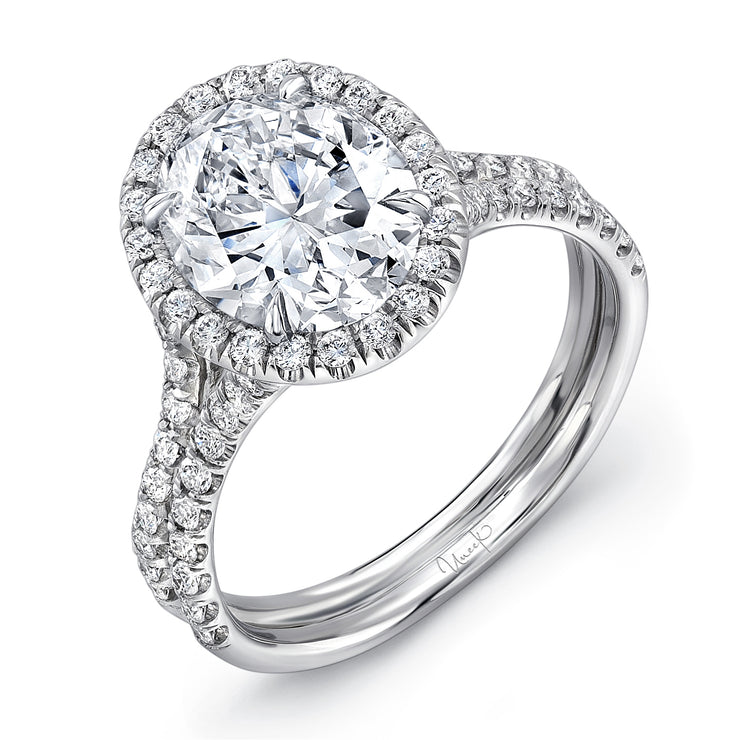 Uneek Silhouette Collection Halo Oval Engagement Ring