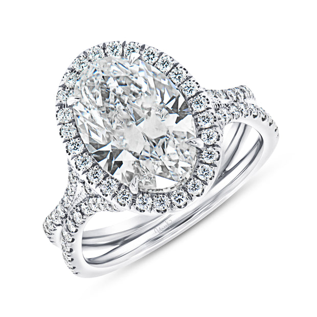 Uneek Signature Collection Halo Oval Diamond Engagement Ring