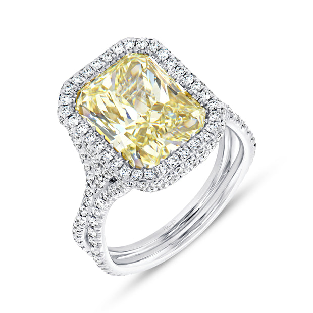 Uneek Natureal Collection Halo Fancy Light Yellow Diamond Engagement Ring