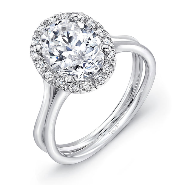 Uneek Silhouette Collection Halo Oval Engagement Ring
