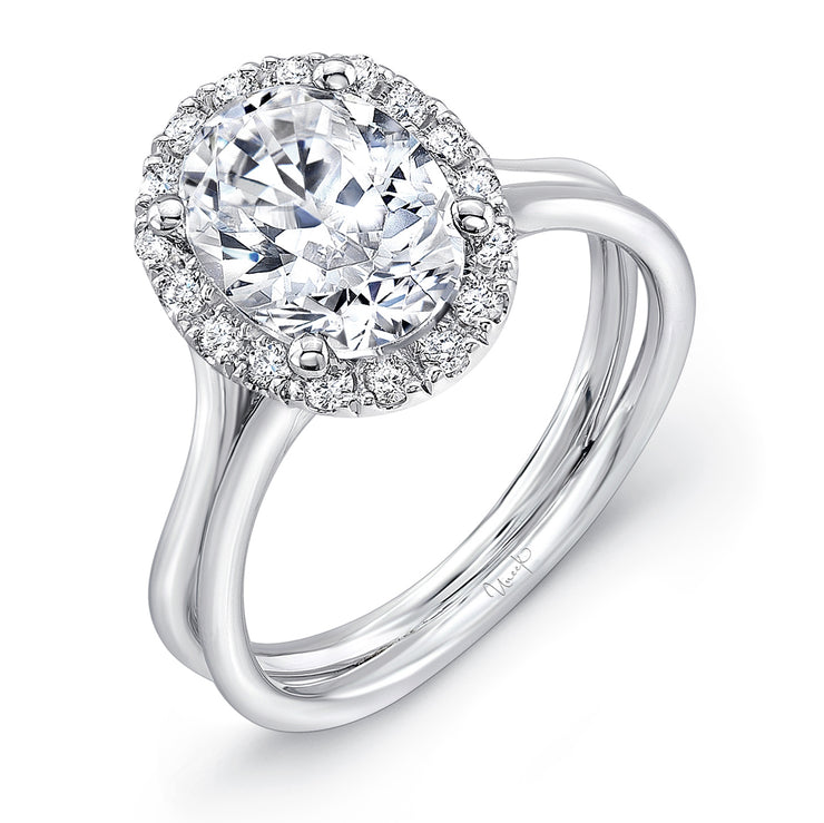 Uneek Silhouette Collection Halo Oval Engagement Ring