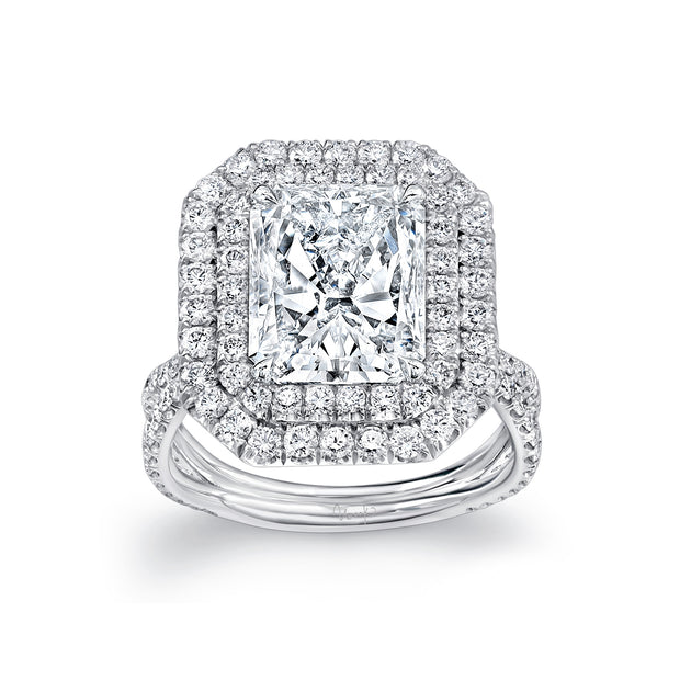Uneek Signature Collection Double-Halo Radiant Diamond Engagement Ring