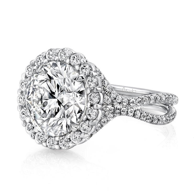 Uneek Signature Collection Halo Round Diamond Engagement Ring