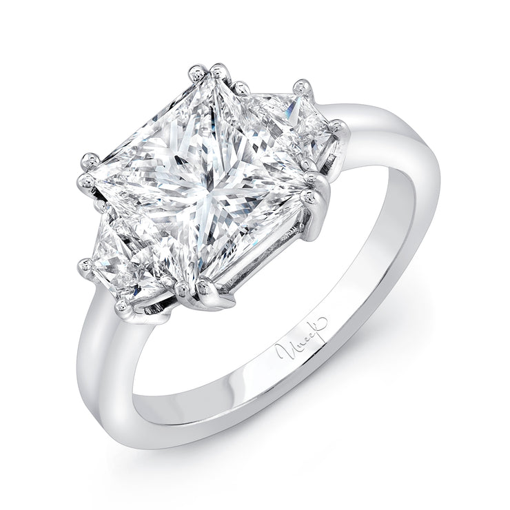 Uneek Signature Princess-Center Three-Stone Engagement Ring