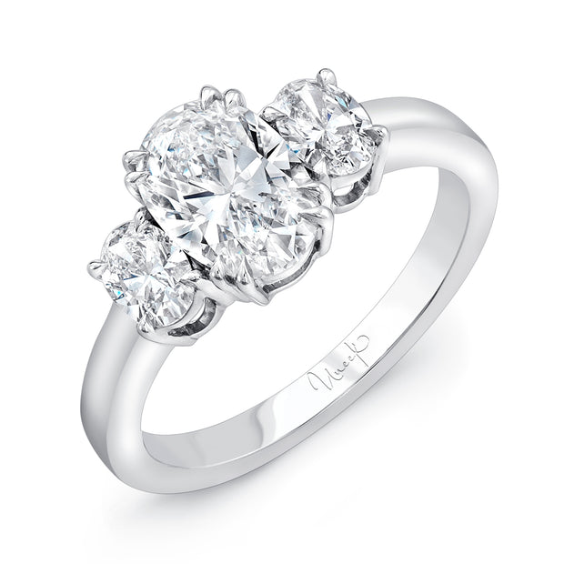 Uneek Signature Collection Three-Stone Oval Diamond Engagement Ring