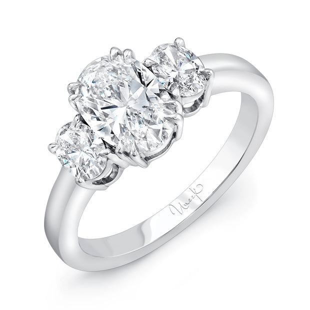 Uneek Signature Collection Three-Stone Oval Shaped Diamond Engagement Ring