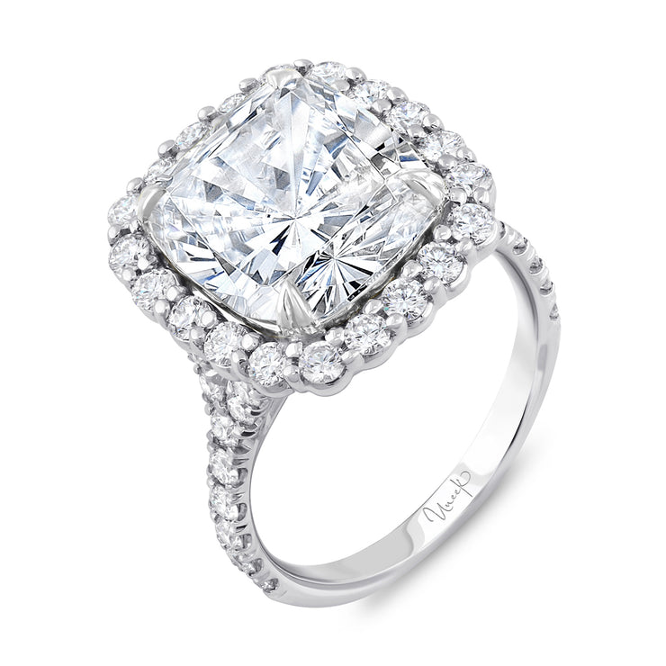 Uneek Signature Collection Halo Cushion Diamond Engagement Ring