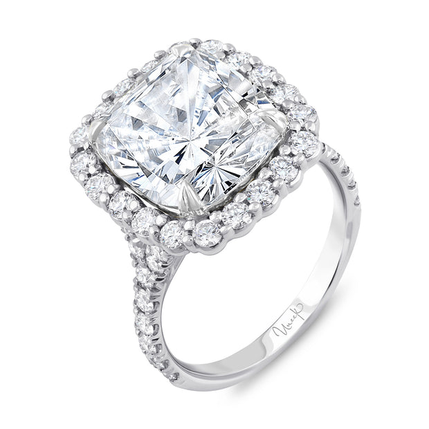 Uneek Signature Collection Halo Cushion Diamond Engagement Ring