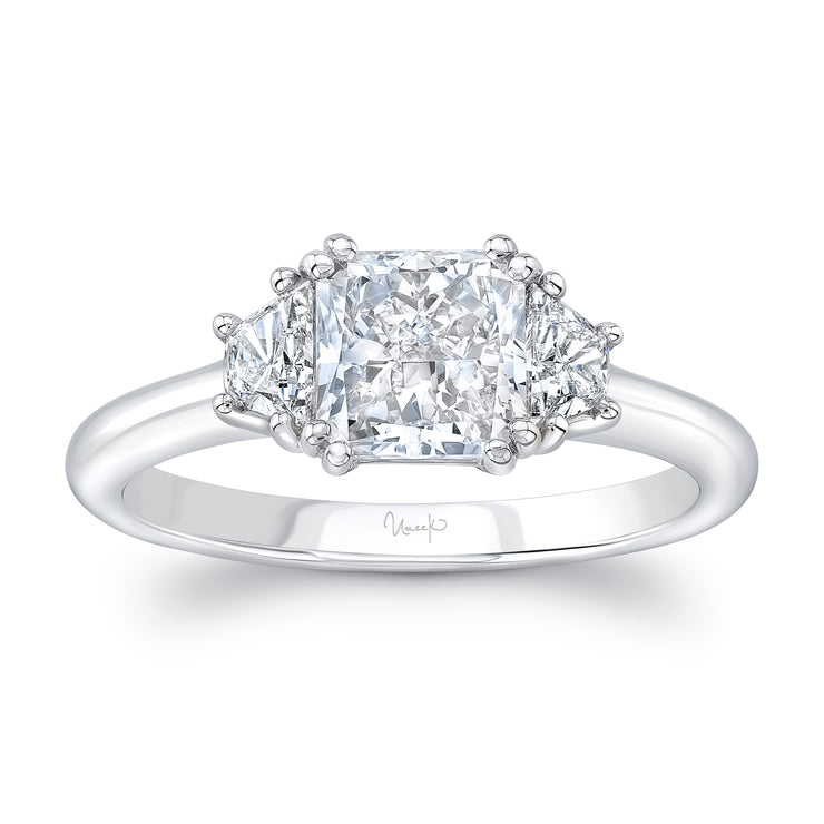 Uneek Signature Collection Three-Stone Radiant Diamond Engagement Ring