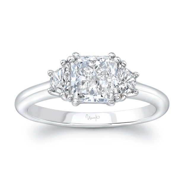 Uneek Three-Stone Ring with Elongated Radiant-Cut Fancy Yellow Diamond Center