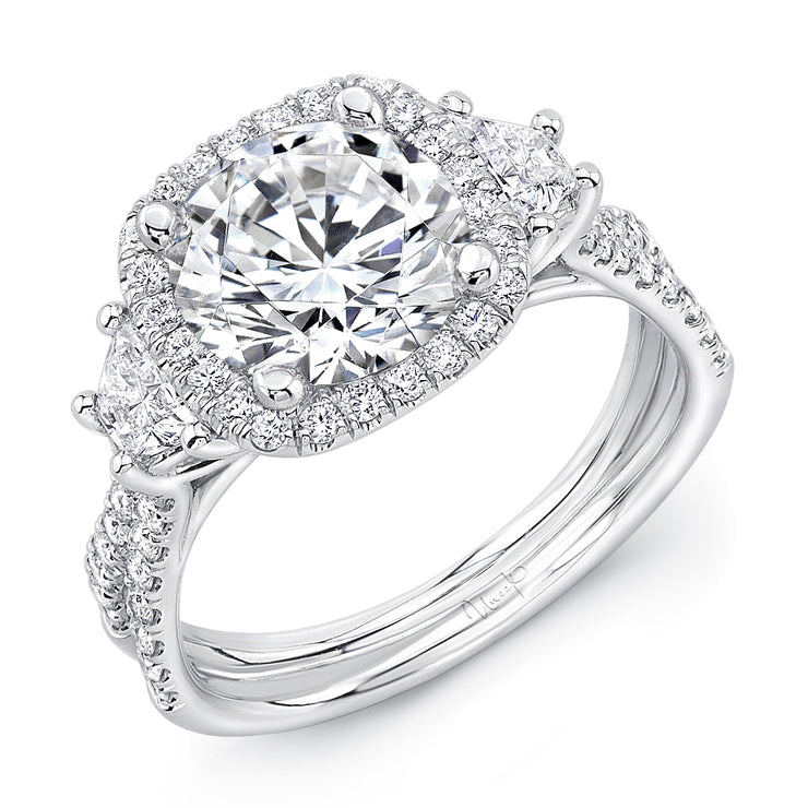 Uneek Silhouette Collection 3-Stone-Halo Engagement Ring