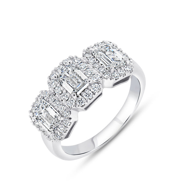 Uneek Signature Collection Halo Emerald Diamond Engagement Ring