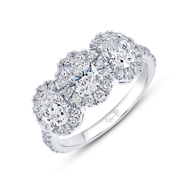 Uneek Signature Collection Triple-Halo Oval Diamond Engagement Ring