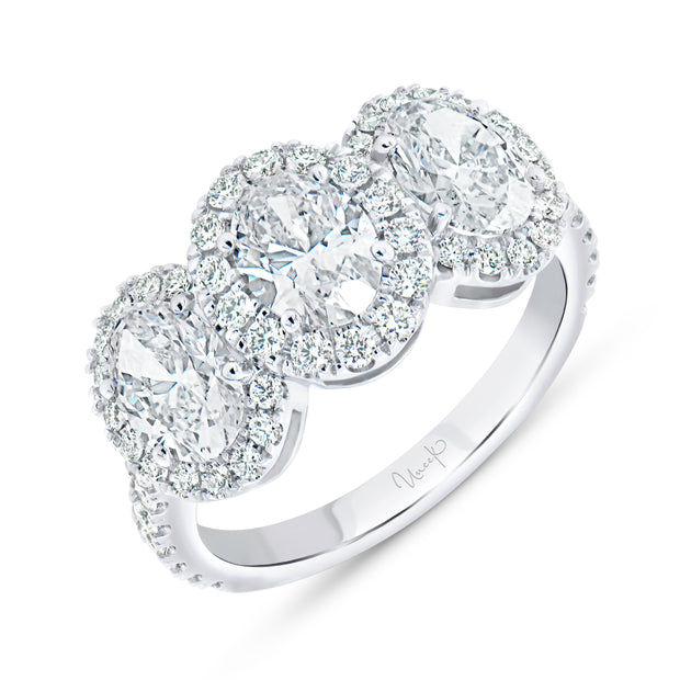 Uneek Signature Collection Triple-Halo Oval Diamond Engagement Ring