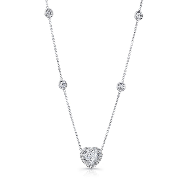 Uneek Signature Collection Heart Heart Diamond Drop Necklace