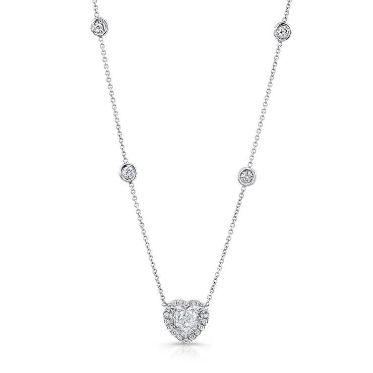 Uneek Signature Collection Heart Heart Diamond Drop Necklace