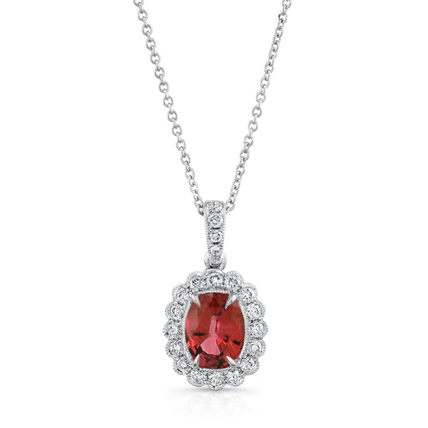 Uneek Precious Collection Halo Oval Ruby Drop Pendant