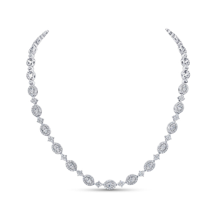 Uneek Signature Collection Halo Oval Shaped Diamond Choker Necklace