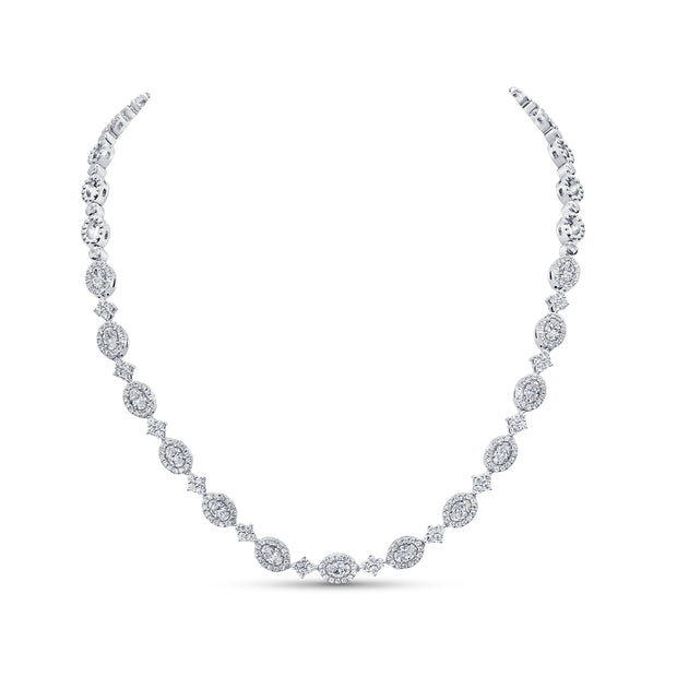 Uneek Signature Collection Halo Oval Diamond Opera Necklace