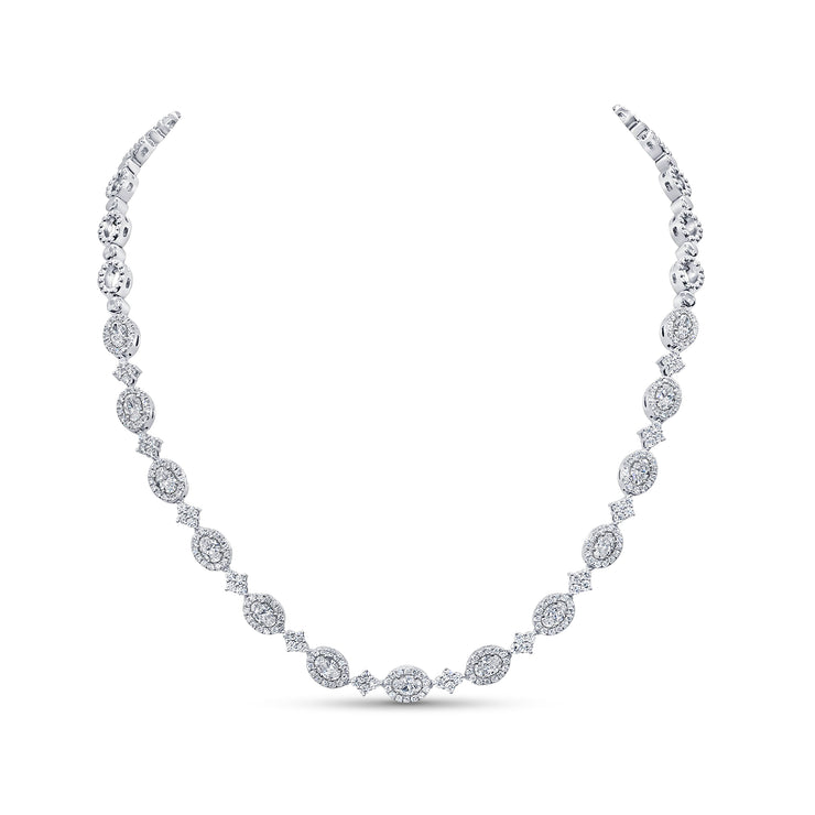 Uneek Signature Collection Halo Oval Diamond Opera Necklace