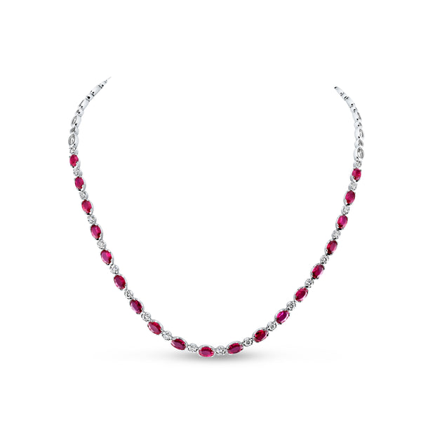 Uneek Precious Collection Oval Ruby Link Necklace
