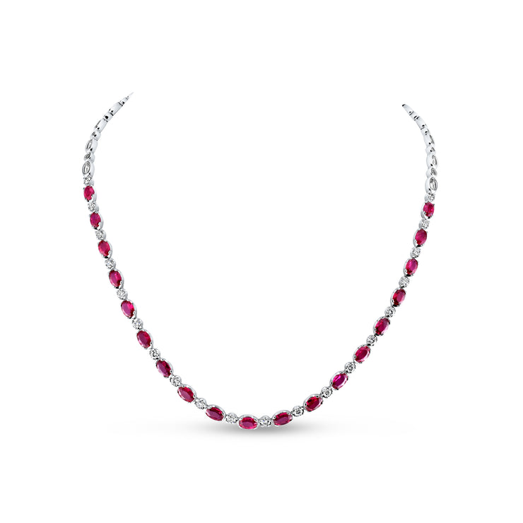 Uneek Precious Collection Oval Ruby Link Necklace