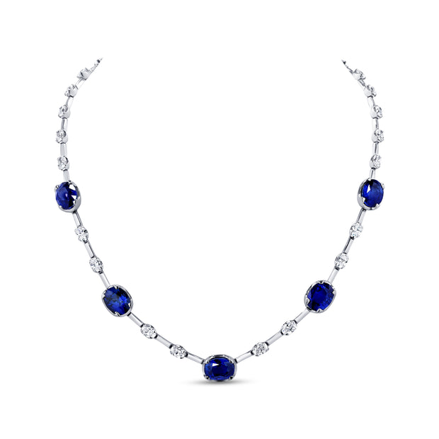 Uneek Precious Collection Oval Blue Sapphire Fashion Necklace