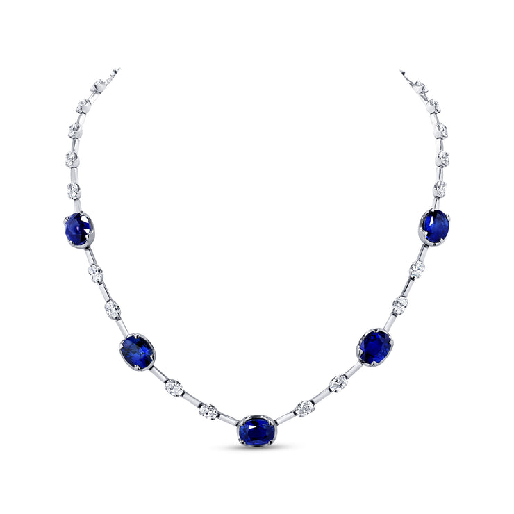 Uneek Precious Collection Oval Shaped Blue Sapphire Necklace
