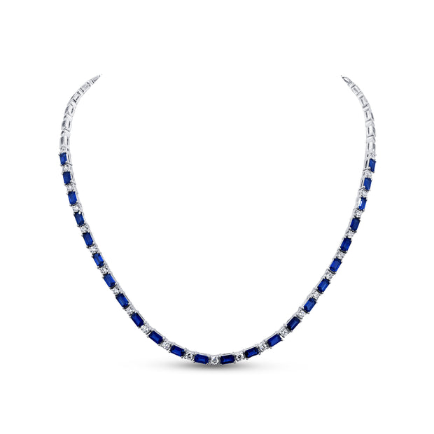 Uneek Precious Collection Emerald Blue Sapphire Fashion Necklace