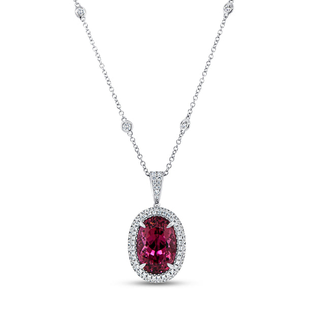 Uneek Precious Collection Oval Rubellite Drop Pendant